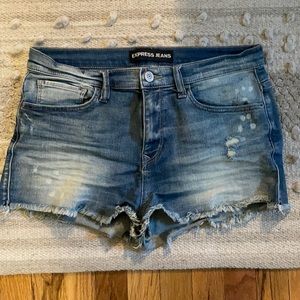 Express acid washed cut off Jean shorts